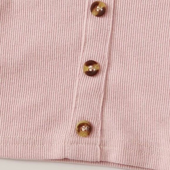 Pink Button Up Cropped Tee - Picture 4 of 4